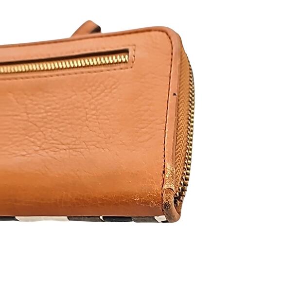 Fossil Issue No.1954 Weaved Cow Hide Leather Zip Around Multi Color Wristlet - Picture 7 of 9